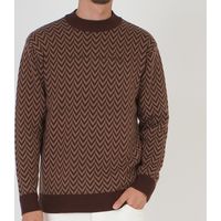 クアルトユナイテッド ヘリンボーン柄ニットトップス(メンズ)　BRW　L M3458MEN 1点（直送品）