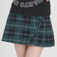 クアルトユナイテッド チェック柄切替プリーツスカート　GRE　L A0139 1点（直送品）
