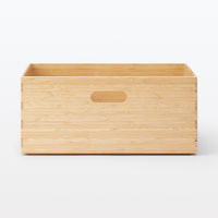 無印良品 重なる竹材長方形ボックス 中 約幅37×奥行26×高さ16.5cm 1セット（3個） 良品計画