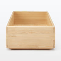無印良品 重なる竹材整理ボックス 大 約幅11.5×奥行34×高さ5.5cm 1セット（2個） 良品計画