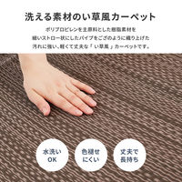 【玄関渡し】 萩原 洗えるい草風カーペット　ライアン　江戸間2畳 ブラウン 174×174cm（直送品）
