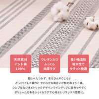 【玄関渡し】 萩原 ふっくらインド綿ラグ　テラ　すべり止め付き ブラック 63×170cm（直送品）