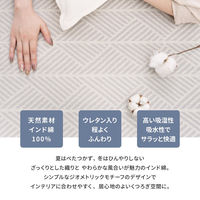 【玄関渡し】 萩原 洗えるインド綿ラグ　クラック　すべり止め付き ネイビー 90×185cm（直送品）