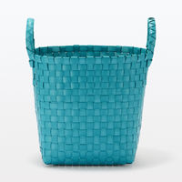 無印良品 ポリプロピレン 梱包用バンド 手編みバスケット 小 ブルー 約直径25×高さ20cm 良品計画