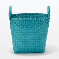 無印良品 ポリプロピレン 梱包用バンド 手編みバスケット 中 ブルー 約直径33×高さ25cm 良品計画