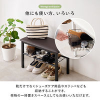 【軒先渡し】萩原 玄関ベンチ 幅610×奥行280×高さ450mm ホワイト VB-7936WH 1台（直送品）