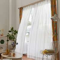 スミノエ DESIGNLIFE レースカーテン ステッチライン ブルー AS-V2108-270129BL １セット(2枚入)（直送品）