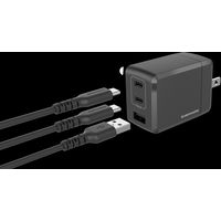 USB充電器 65W AC充電器 小型 USB Type-C×2 USB-A×1 ブラック 1個 多摩電子工業