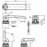 鍋屋バイテック会社 カムレバー 調整タイプ(めねじ) LWAF LWAFー44ーM5 1個（直送品）