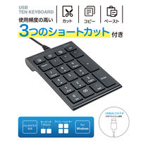 テンキーボード 有線 ショートカット3個付き USB-A接続 ブラック TNK-SU238BK 1個 ナカバヤシ
