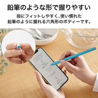 タッチペン 汎用 アクティブスタイラスペン USB-C充電 六角鉛筆型 ブルー P-TPACSTEN01BU エレコム 1個