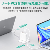 USB充電器 100W Aポート×2 Cポート×2 コンパクト ノートPC充電対応 ホワイト 1個 AUKEY