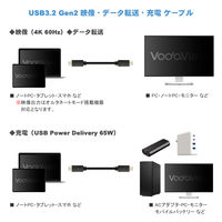 USB Type-Cケーブル 1m 4K60Hz 映像出力・データ通信・給電対応 1本 vodaview