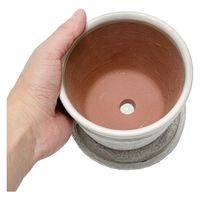 コントン　ヤマテー ハレー　４号　ホワイト　底穴あり　受け皿付き 276110 1個（直送品）