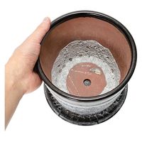 コントン　ヤマテー ハレー　６号　ブラック　底穴あり　受け皿付き 276107 1個（直送品）