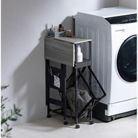 アイリスオーヤマ ランドリーワゴン スリム ランドリーラック 天板付きランドリーワゴン スリムタイプ バスケット付 TLAW-B220 ブラック（直送品）