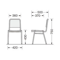 ライオン事務器 スタッキングチェア No.32シリーズ 4本脚 PVCレザー張り ブルー 1脚（直送品）