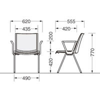 ライオン事務器 スタッキングチェア No.676F 布張り 肘付 グリーン 1脚（直送品）