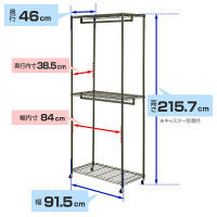 ルミナス ポール径25mm セット品 インテリアカラーワードローブ 2段仕様 グリーン 幅910×奥行460×高さ2157mm IC9021-3GN（直送品）