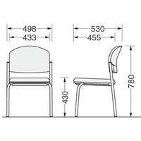 ライオン事務器 No.2300シリーズ ミーティングチェア 肘なし 4本脚 布張り ブルー 1脚（直送品）