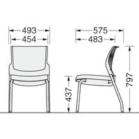 ライオン事務器 ミーティングチェア スターブ No.1755F 4本脚タイプ 背パッド付 肘なし レッド 1脚（直送品）