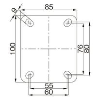 エスコ 100mm キャスター(固定金具) EA986KA-1 1個（直送品）