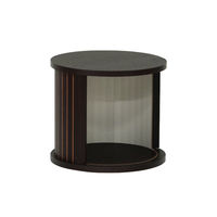 白井産業 チャモス じゃばら扉の円柱ラック 1段 背面化粧処理済 ダークブラウン 幅372×奥行372×高さ321mm 1台（直送品）