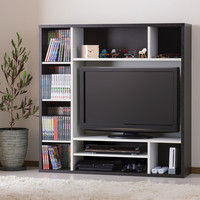 【軒先渡し】朝日木材加工 オールインワンテレビ台 壁面収納 ダークブラウン 幅1150 × 奥行290 × 高さ1150mm 1台（直送品）