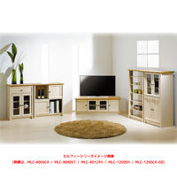 【軒先渡し】朝日木材加工 ミルフィー フレンチカントリー調キャビネット ナチュラル/ナチュラルホワイト 幅590 × 奥行394 × 高さ815mm （直送品）