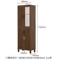 佐藤産業 GENKA ジェンカ シューズボックス ブラウン 幅580×奥行350×高さ1732mm GK175-60 1台（直送品）