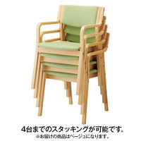 オカムラ ダイニングチェア 肘無 ナチュラル色 把手付 ベージュ L895DZ-PB25（直送品）