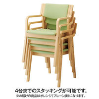 オカムラ ダイニングチェア 肘付 ナチュラル色 把手付 オレンジ L895FA-PC87（直送品）