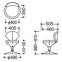 オカムラ 患者用チェア ビニール張りタイプ 肘なし 背付 円盤脚 座面回転 ローズ LU16ZZ-PB23（直送品）