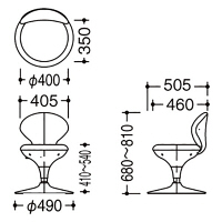 オカムラ 患者用チェア ビニール張りタイプ 肘なし 背付 円盤脚 座面回転 アプリコット LU16ZZ-PB29（直送品）