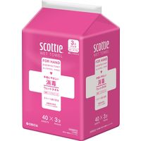 ウェットティッシュ 消毒ノンアルコール（40枚×3コ入）スコッティ ウェットタオル 1パック 日本製紙クレシア