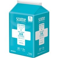 ウェットティッシュ 消毒アルコール（40枚×3コ入）スコッティ ウェットタオル 1パック 日本製紙クレシア