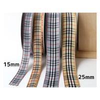 小西リボン チェックリボン 15mm巾×15m巻 グレー KR3651-15-27 1セット(3巻/1セット)（直送品）