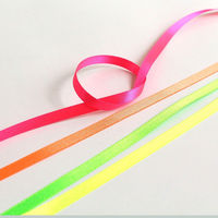 SHINDO ポリエステル ダブルサテンリボン ネオンイエロー 6mm巾×30m巻 SIC121-6MM-151 1セット(3巻)