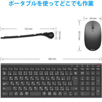 キーボード+マウスセット ワイヤレス（無線2.4G） 静音 超薄型 JIS配列 IC-BK22Combo ブラック 5セット