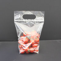 【マチ有チャック付き袋】丸万 持ち手付き チャックバッグガセットS 0.05mm厚 1セット（100枚入×5袋）