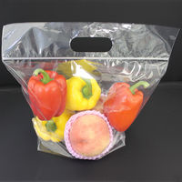 【マチ有チャック付き袋】丸万 持ち手付き チャックバッグガセットLL 0.05mm厚 1セット（100枚入×5袋）