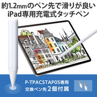 タッチペン iPad用 アクティブスタイラスペン USB-C ペン先2個付属 白 P-TPACSTAP05WH エレコム 1個（直送品）