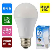 オーム電機 調光対応LED電球A E26 8W昼光色 06-3620 1個