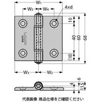 スガツネ工業 ステンレス鋼製丁番 ASーHGーSUS型 ASーHGーSUSーM4040 1個（直送品）