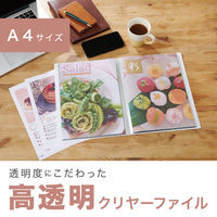 セキセイ クリヤーファイル 高透明 A4 20P 黒台紙入り ホワイト KP-5522-70 1セット(2冊)