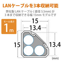 エレコム コーナー用モール/ホワイト/幅15mm/1.0m LD-GAFC1/WH 1個