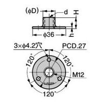 エスコ M12 アジャストベース受金(ステンレス) EA949HA-59 1セット(10個)（直送品）