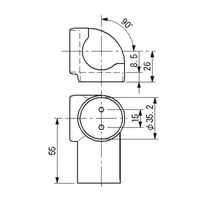 エスコ φ35mm 手すり用コーナーブラケット(シルバー) EA951EL-253 1セット(5個)（直送品）