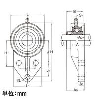 エスコ UCFK205/ 25mm ひしフランジ形ユニット EA966MR-205 1セット(2個)（直送品）