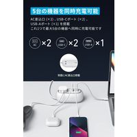 Anker 電源タップ 延長コード 1.5m USB充電器 65W AC差込口×2 Type-C×2 Type-A×1
